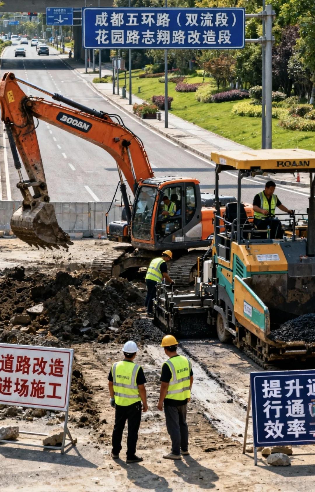 近日传来新消息成都五环路（双流段）花园路－志翔路改造段已正式进场施工道路建成后将