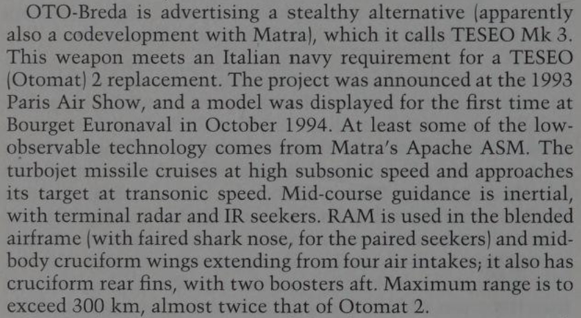 中外舰闻 三十年前（1996年3月）的意大利🇮🇹TESEO Mk3反舰导弹项