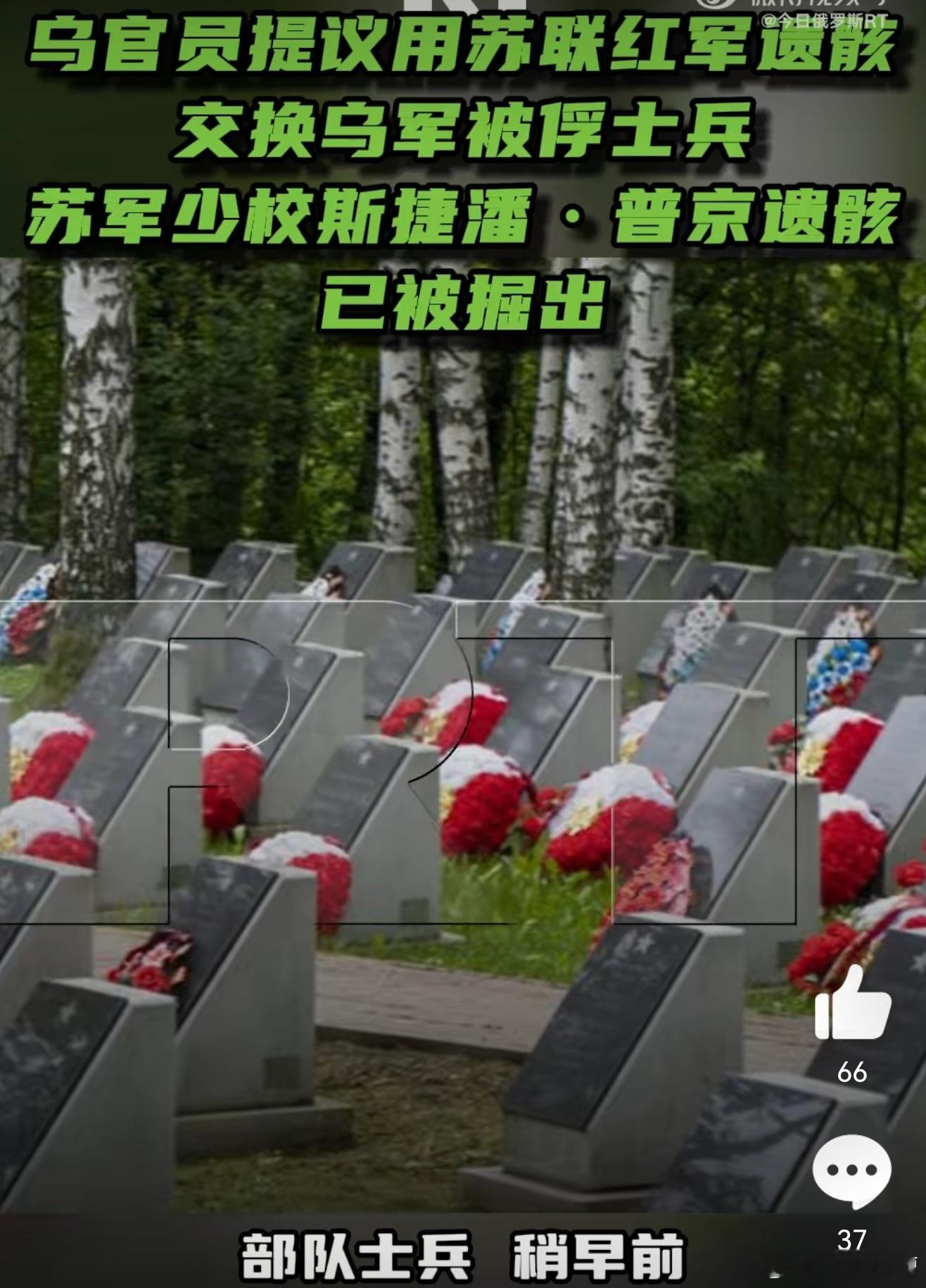 乌官员提议用苏联红军遗骸交换乌军被俘士兵我只能说乌克兰已经失心疯了本来可以和美国