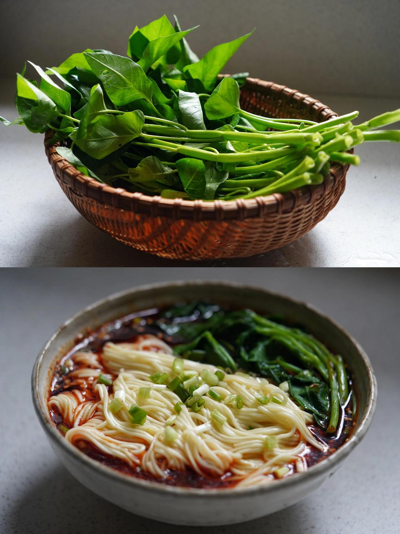 空心菜，在重庆叫藤藤菜，不是北方那种细叶的空心菜
我们爱的是宽叶，梗也很嫩。

