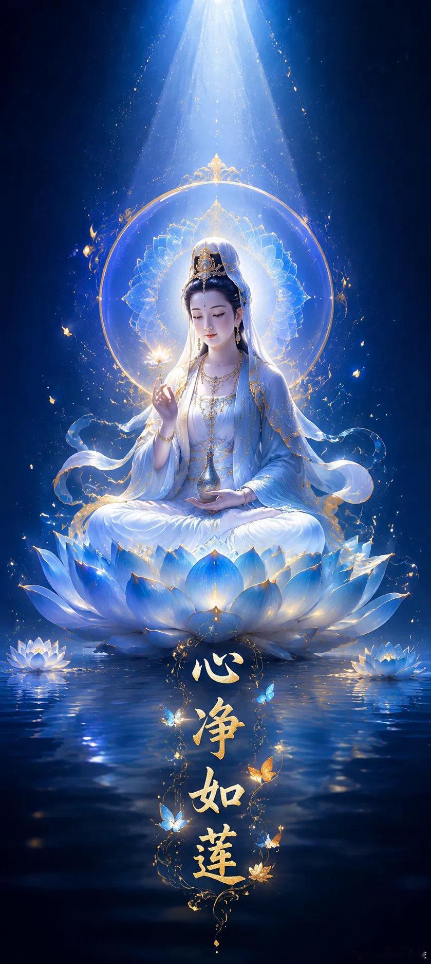 大慈大悲观世音菩萨佛力加持壁纸～ " 施主请留步，八月有什么愿望写下来吧！ " 