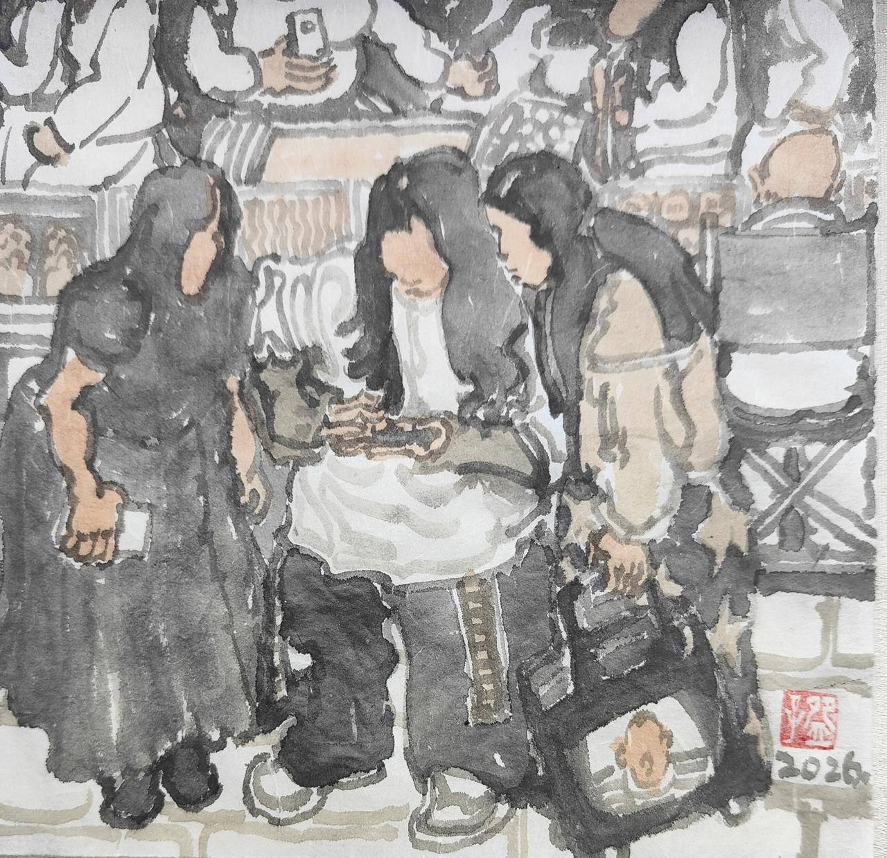 碗子的纸片水墨《步行街No6》