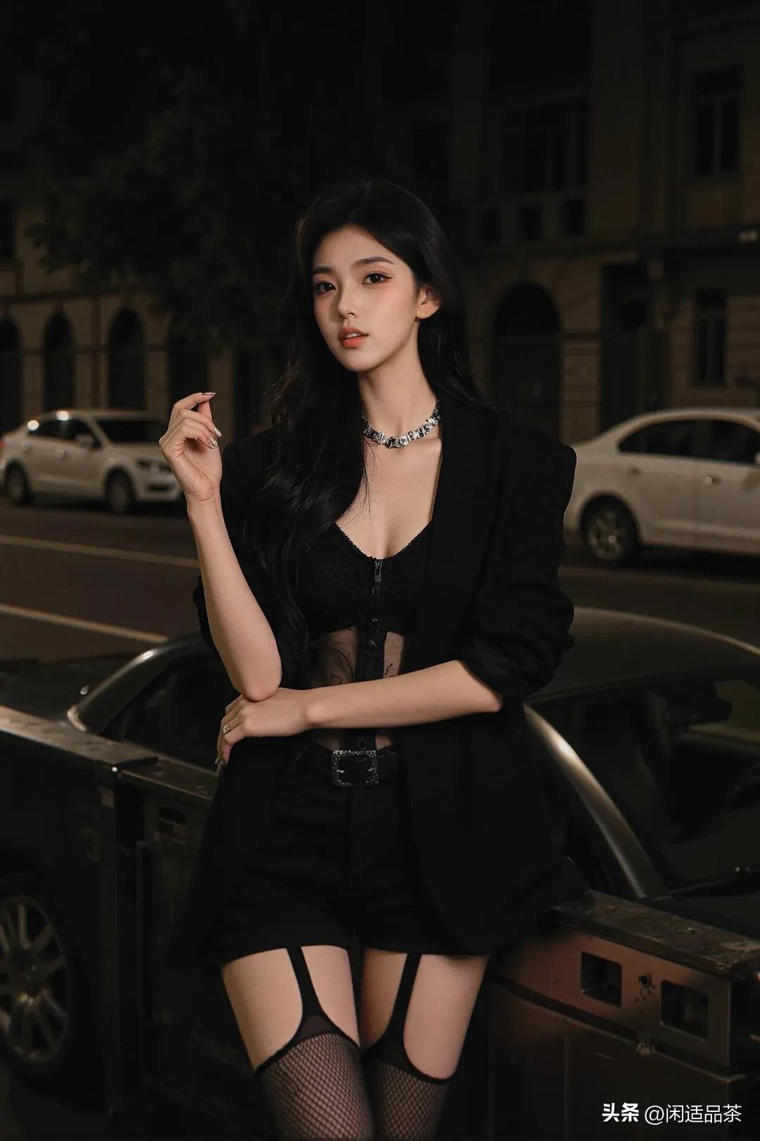 丝袜长腿秀，短裙婀娜舞。