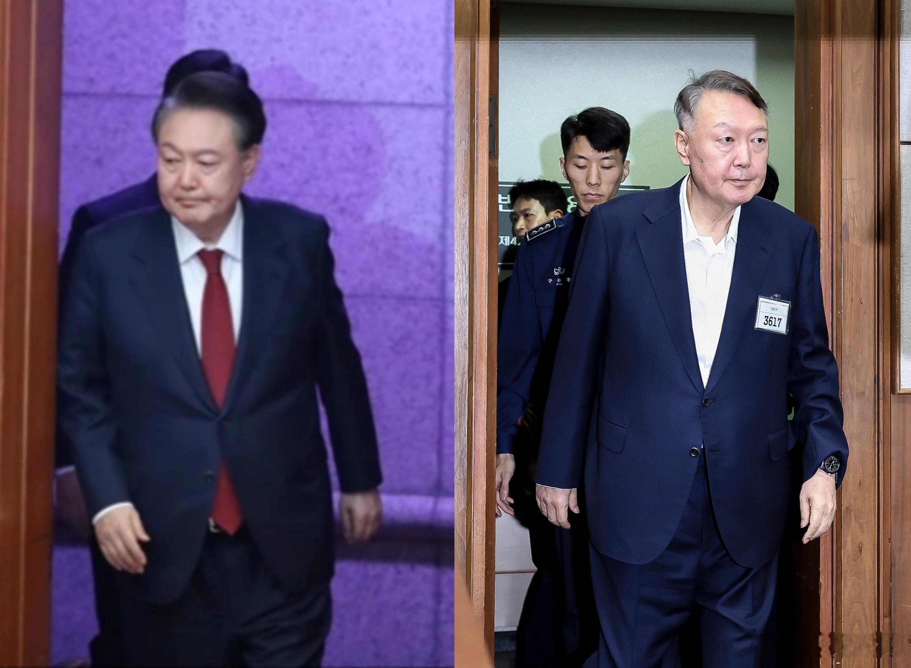 尹锡悦被拘初期和当前状态对比图。 ​​​