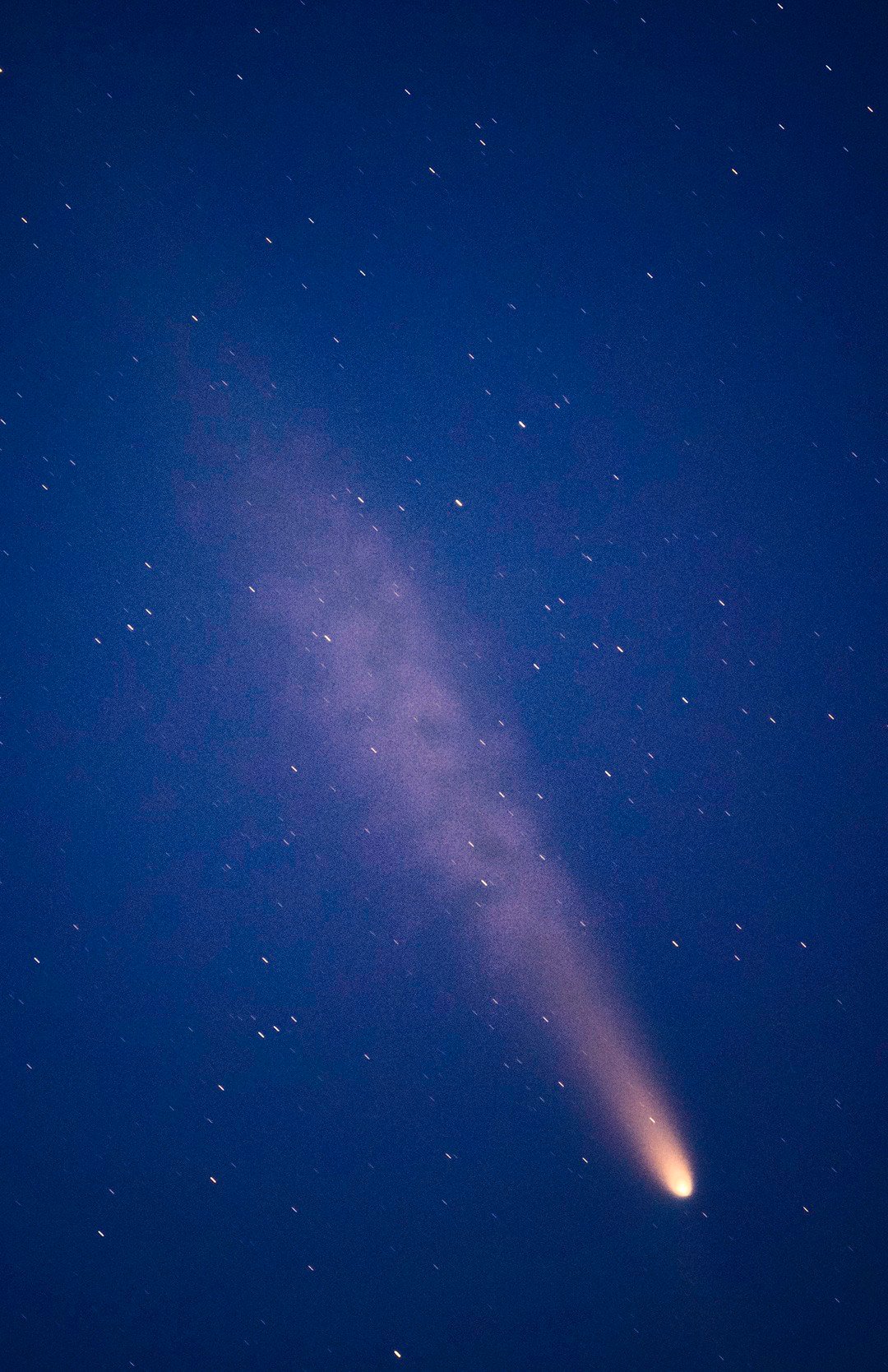 一直没有机会拍这颗6万年来一次的彗星。今天登上距离家不远的红光山，记录了你的轨迹