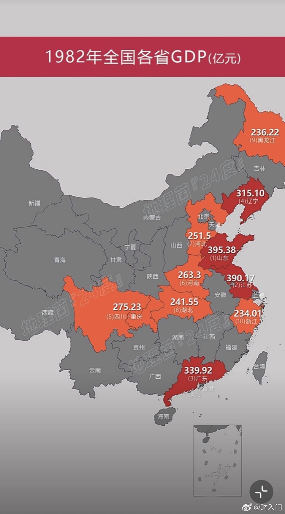 1982年全国各省GDP ​​​