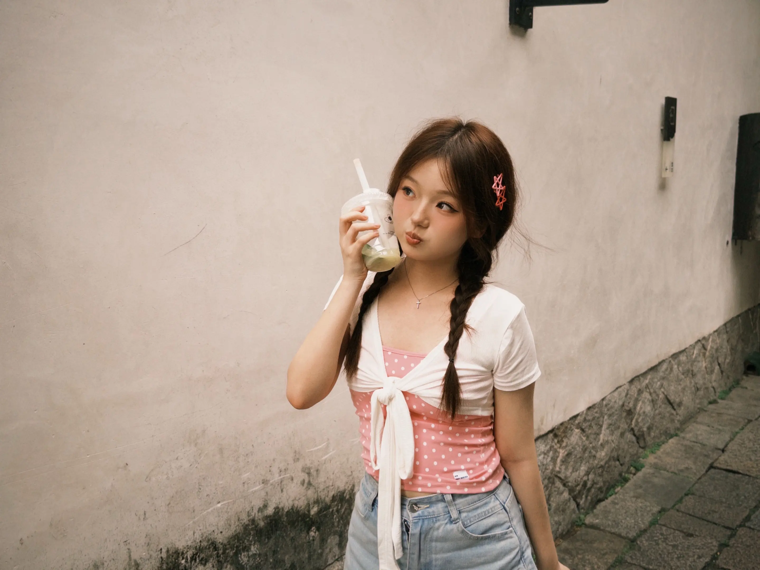 甜妹ootd 双麻花辫 dazz 福州