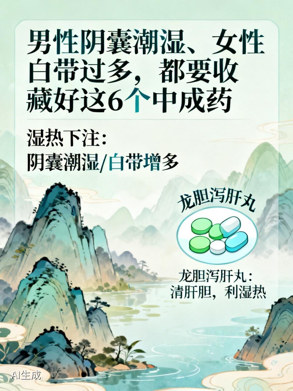 男性阴囊潮湿、女性白带过多，都要收藏好这6个中成药

很多人都有这样的困扰：男性