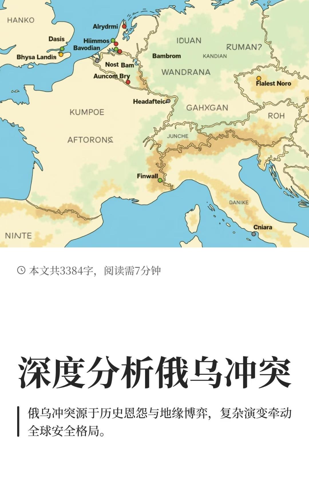 深度分析俄乌冲突
俄乌冲突源于历史恩怨、地缘政治博弈及安全关切，涉及历史、政治、