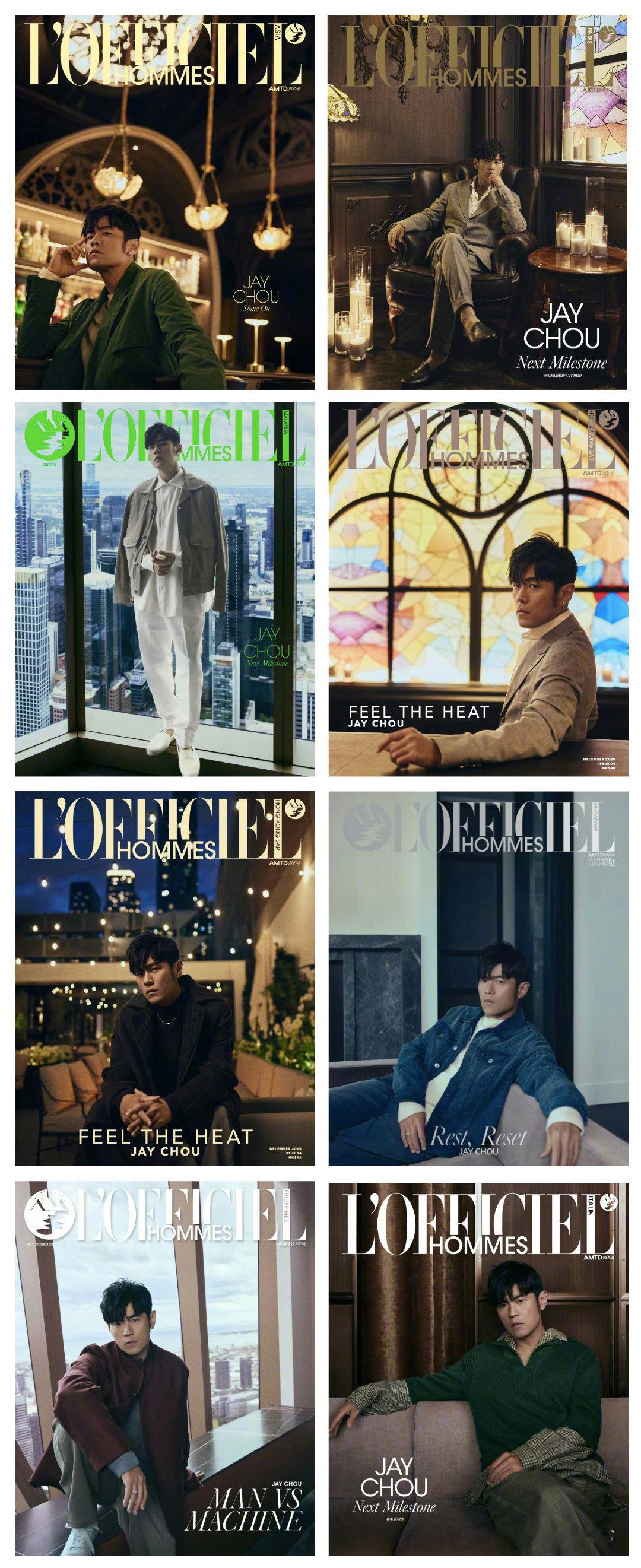 周杰伦 拿下 L'OFFICIEL HOMMES 全球七版八封，这组内页大片正式