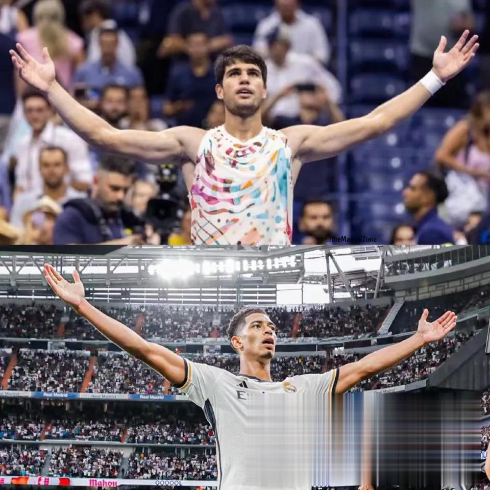 网球有約｜#阿尔卡拉斯上演贝林厄姆式庆祝#   美网男单1/4决赛，卫冕冠军、头