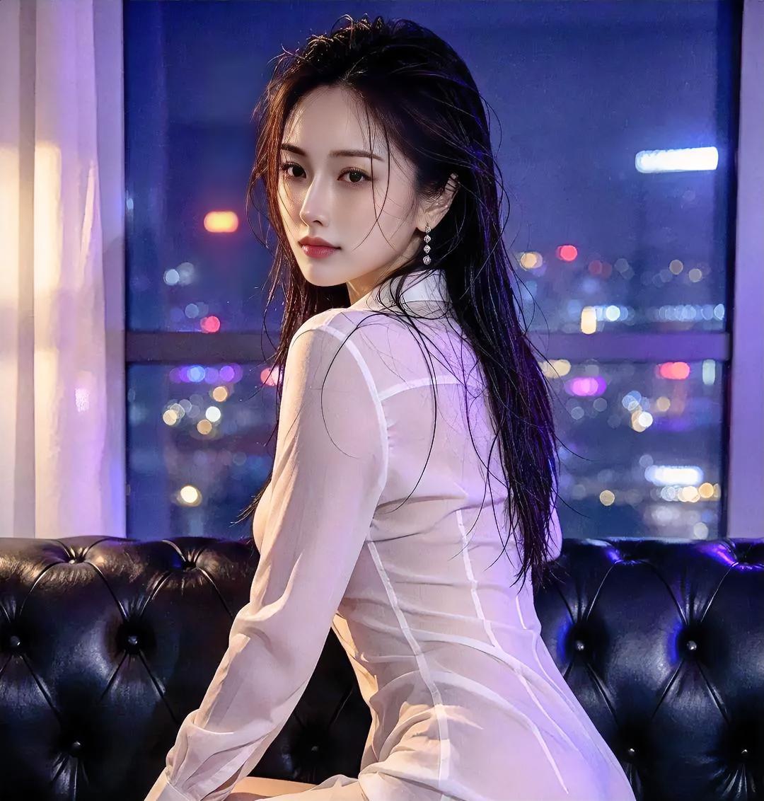 《<夜色里的微光诗篇>》

轻纱微透，勾勒夜的柔美，

长发微湿，散落肩头的静。