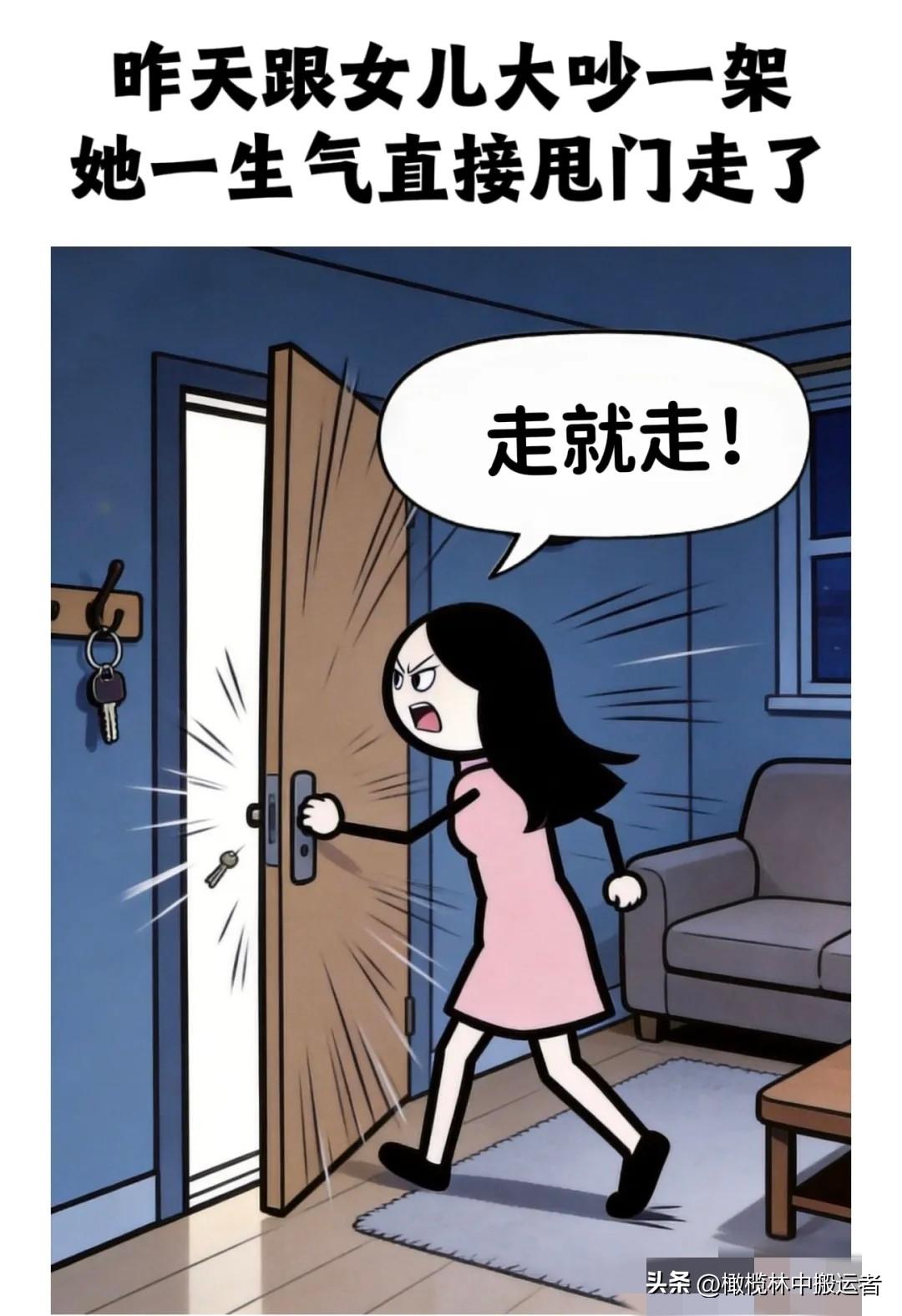 逗乐你：昨晚跟女儿大吵一架，她一生气摔门就走，一夜未归，老婆淡定安慰：别担心，她