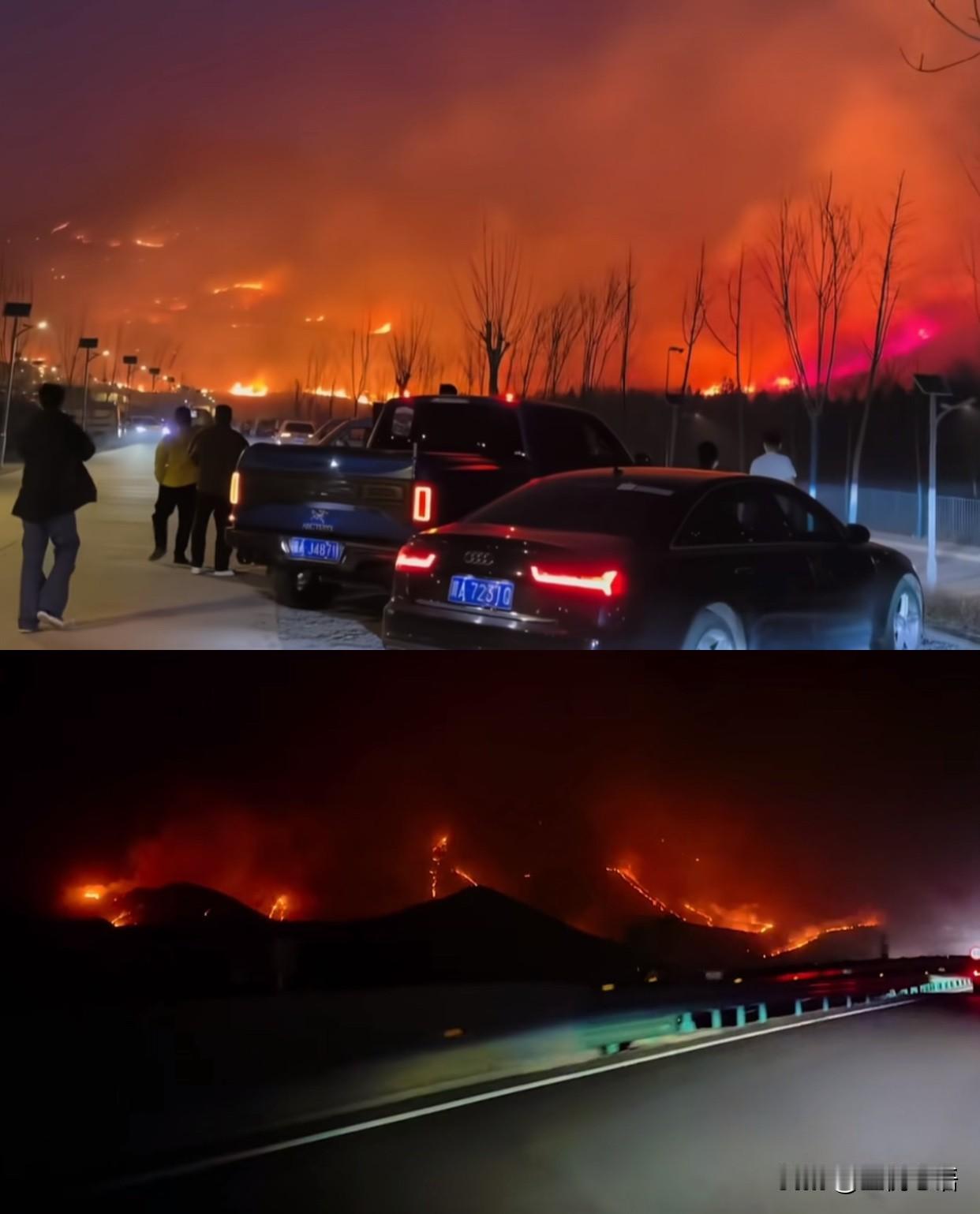 今天我的心一直揪着，到现在都放不下来。
朋友是消防员，今天在山上扑救山火，
他们