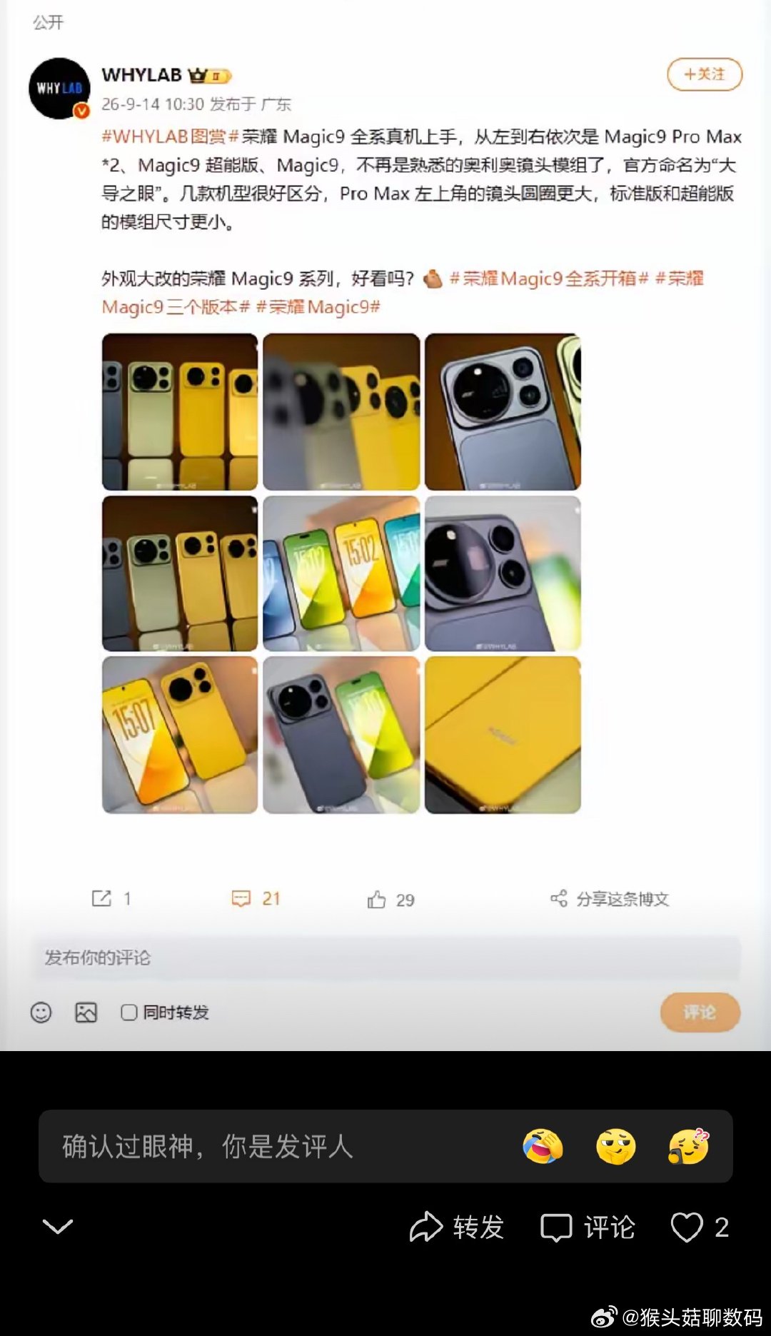 刚看到数码圈大佬放出一组荣耀Magic9全系图赏。整体设计语言高度统一，"大导之