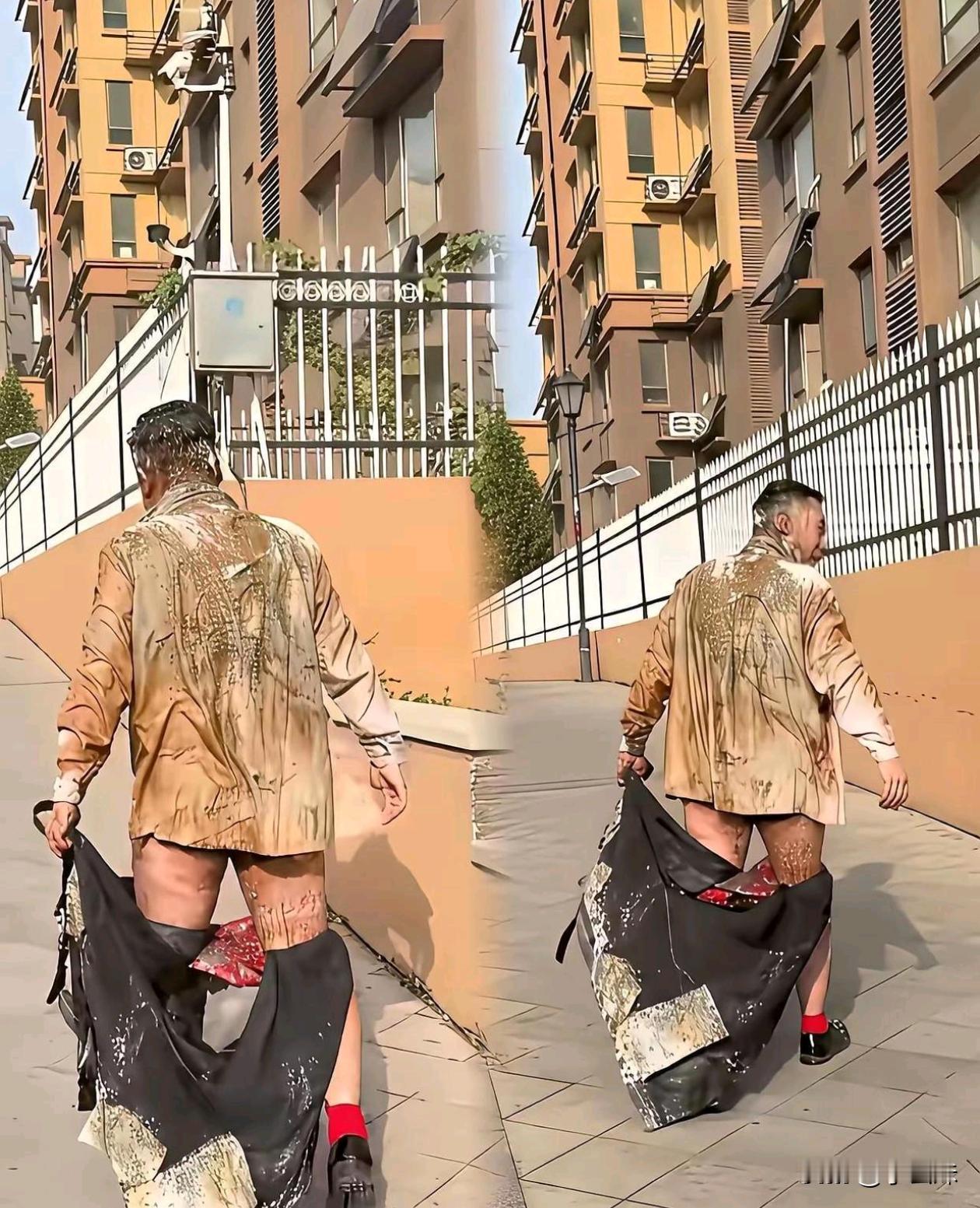 新郎在自己结婚的大喜日子里，被所谓的好哥们弄成了这副样子。
结婚本是件喜庆的事，