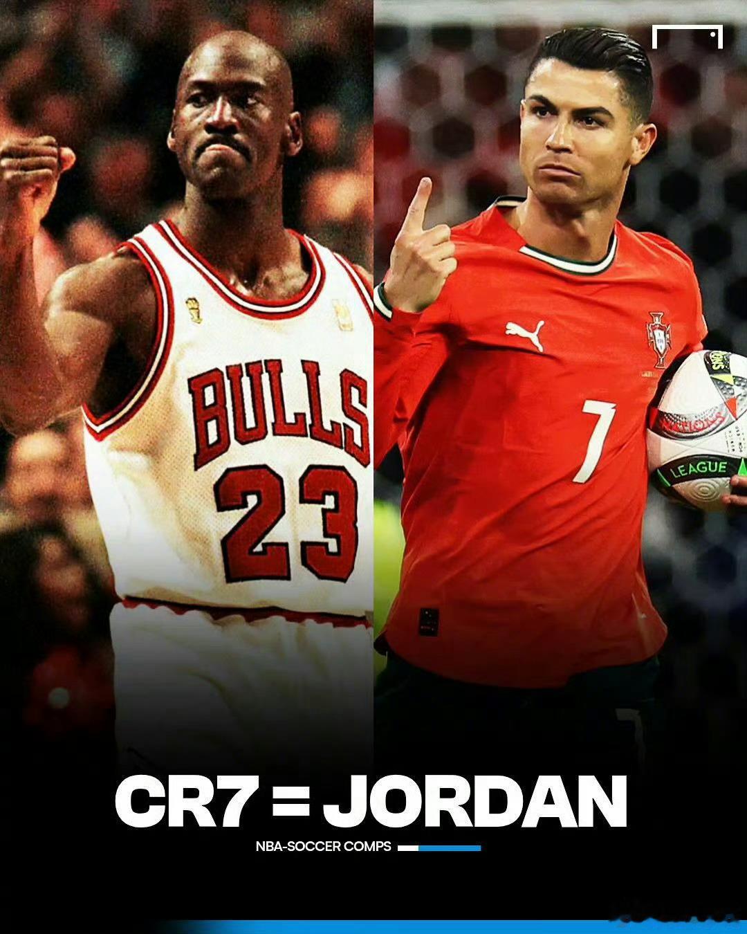 把NBA球星的历史地位映射到足坛：C罗=乔丹；梅西=詹姆斯 