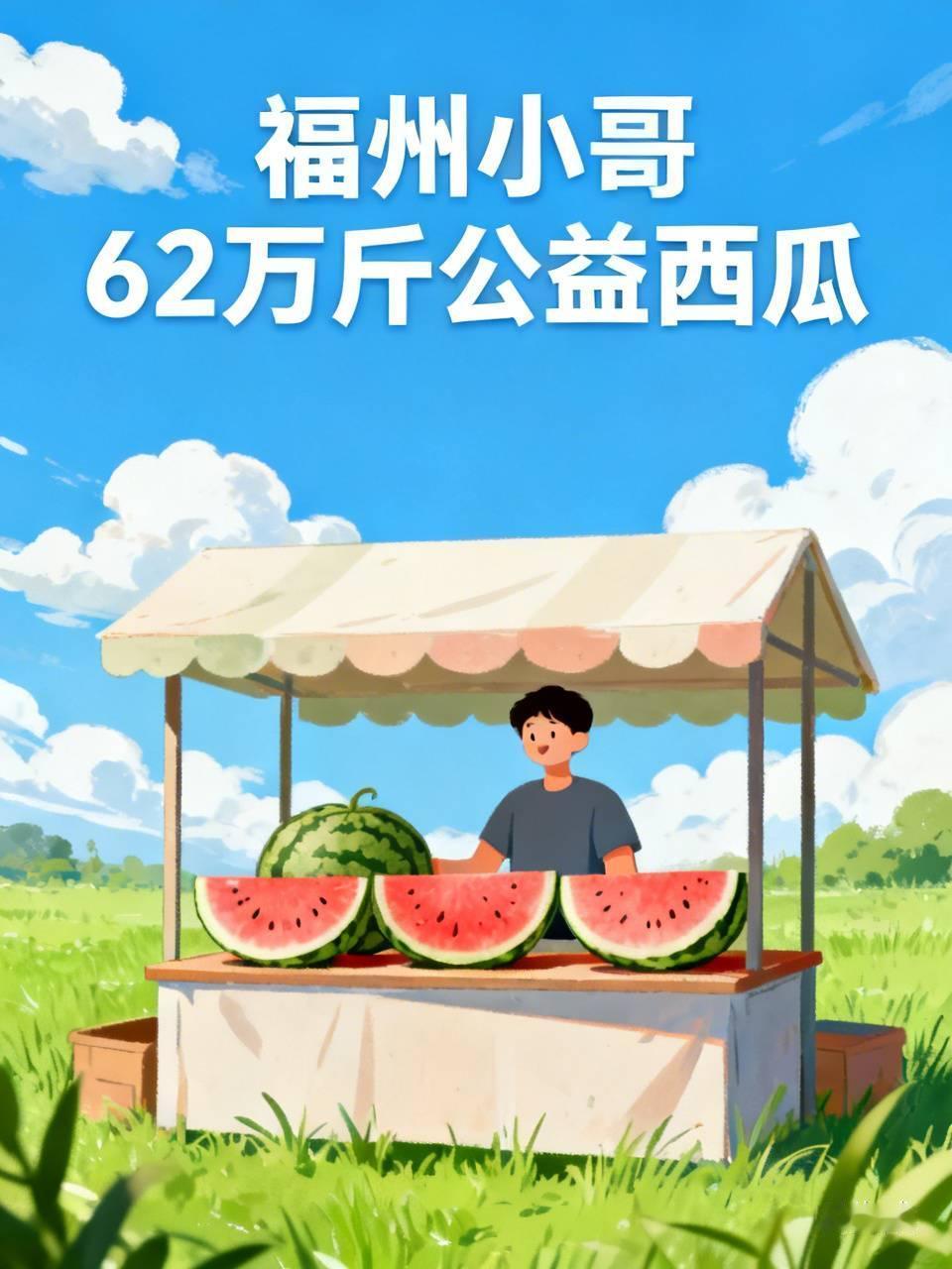 福州小哥摆摊售出62万斤公益西瓜 福州小哥太牛了，居然摆摊售出62万斤公益西瓜！