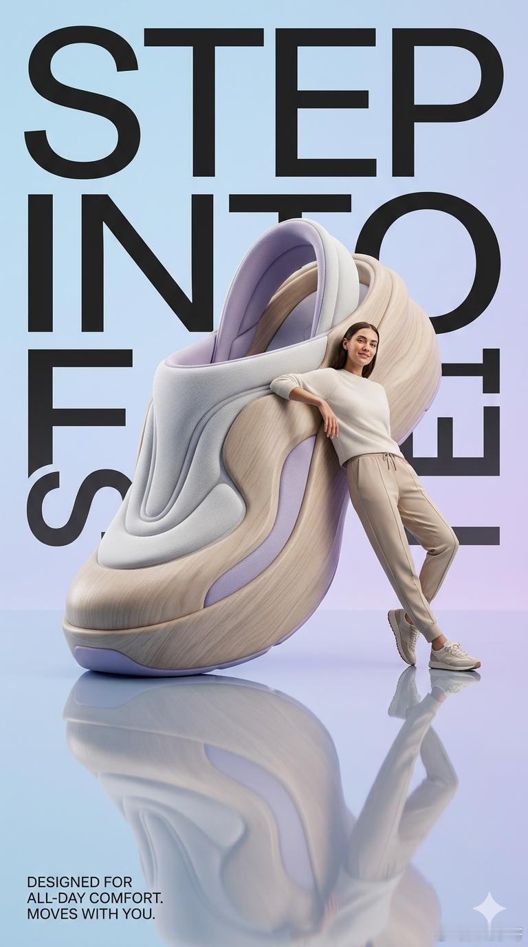 ai设计实操技巧想要做一张洞洞鞋的宣传海报，不要显得Low。提示词： 一个超现实