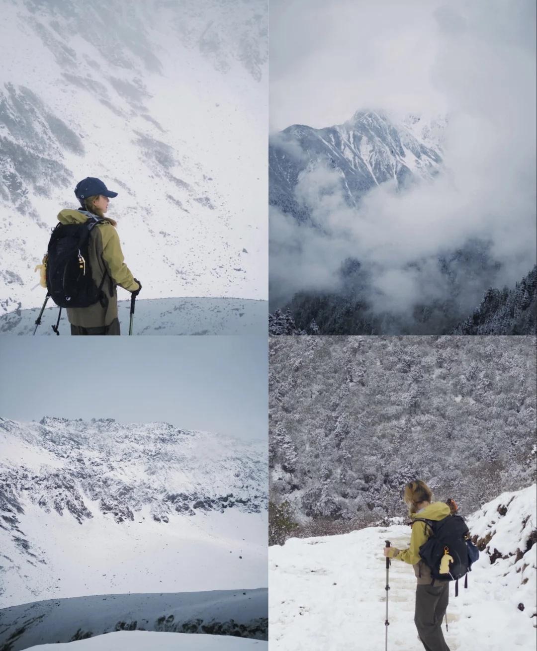 📍阿尔沟｜成都周边2.5小时直达雪山徒步
大雪+阿尔沟 四舍五入 = 爬了个雪