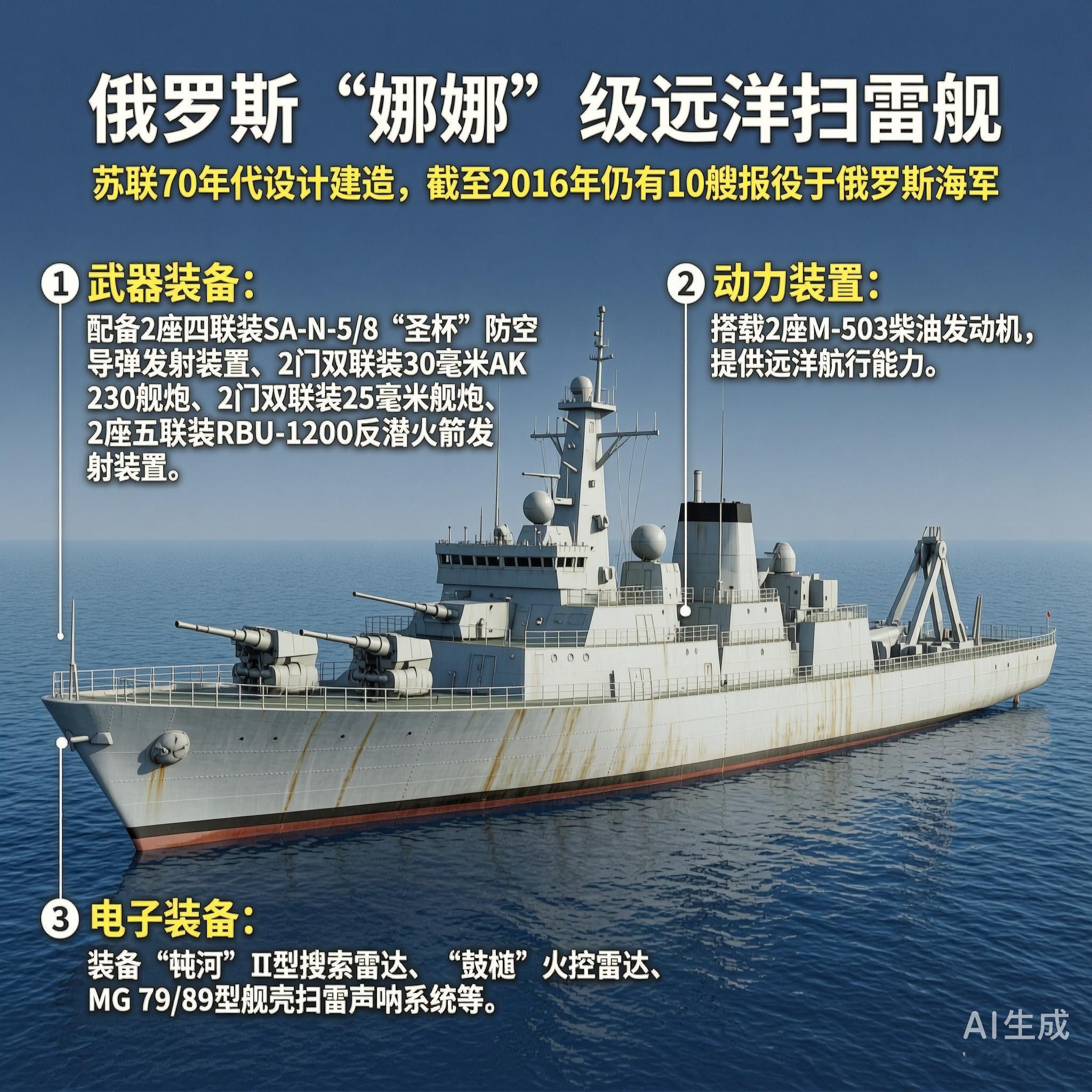 军事ai新视野 俄罗斯“娜佳”级扫雷舰“娜佳”级扫雷舰是苏联于20世纪70年代设
