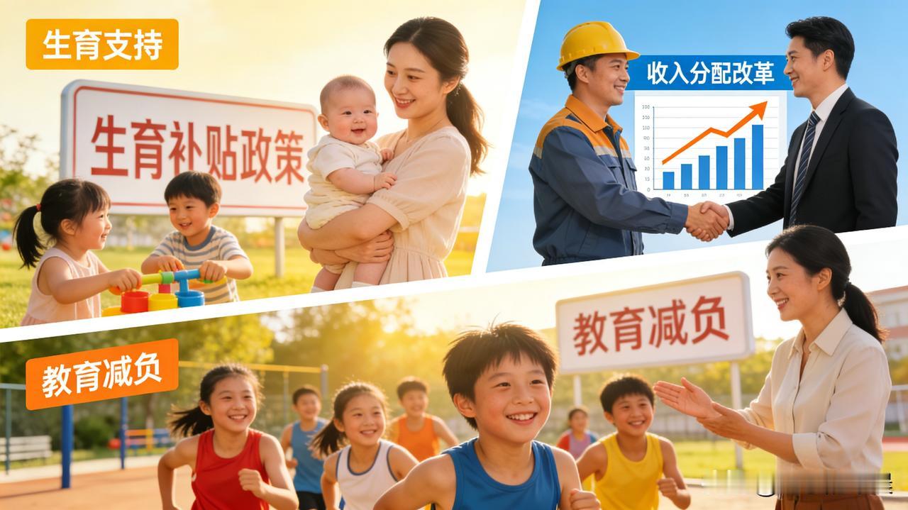 今天这几条热搜，大家应该能看出些什么：
1.明年生娃基本不用再花钱；
2.收入分