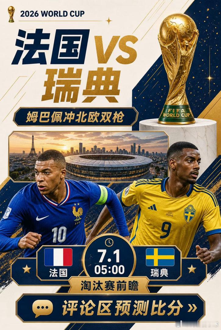 世界杯前瞻 法国vs瑞典｜强弱对决悬念拉满🔥今晚这场淘汰赛真的好看！高卢雄鸡法