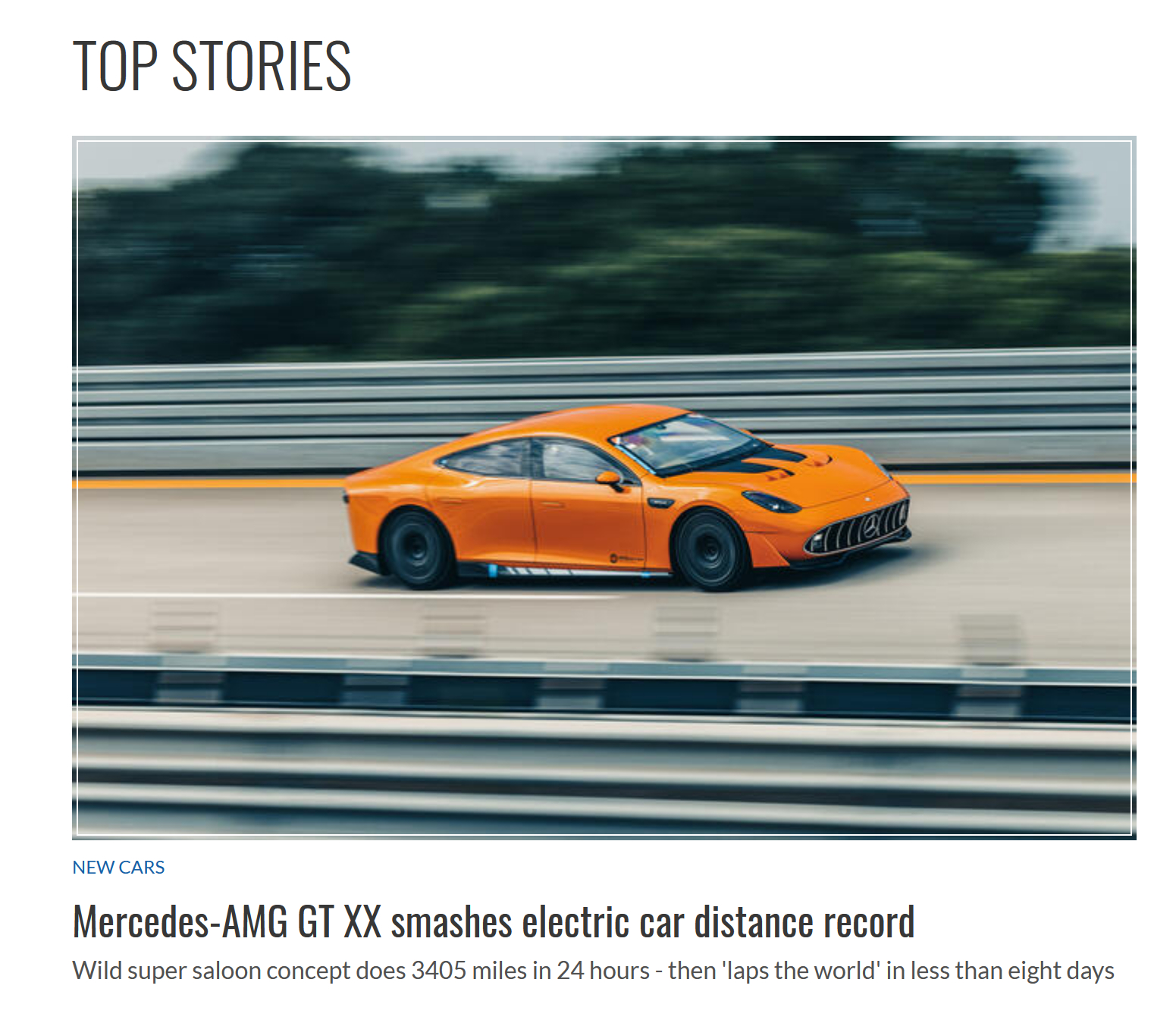 最新：奔驰 AMG GT XX 概念车打破 24 小时耐力赛记录。成绩：3405