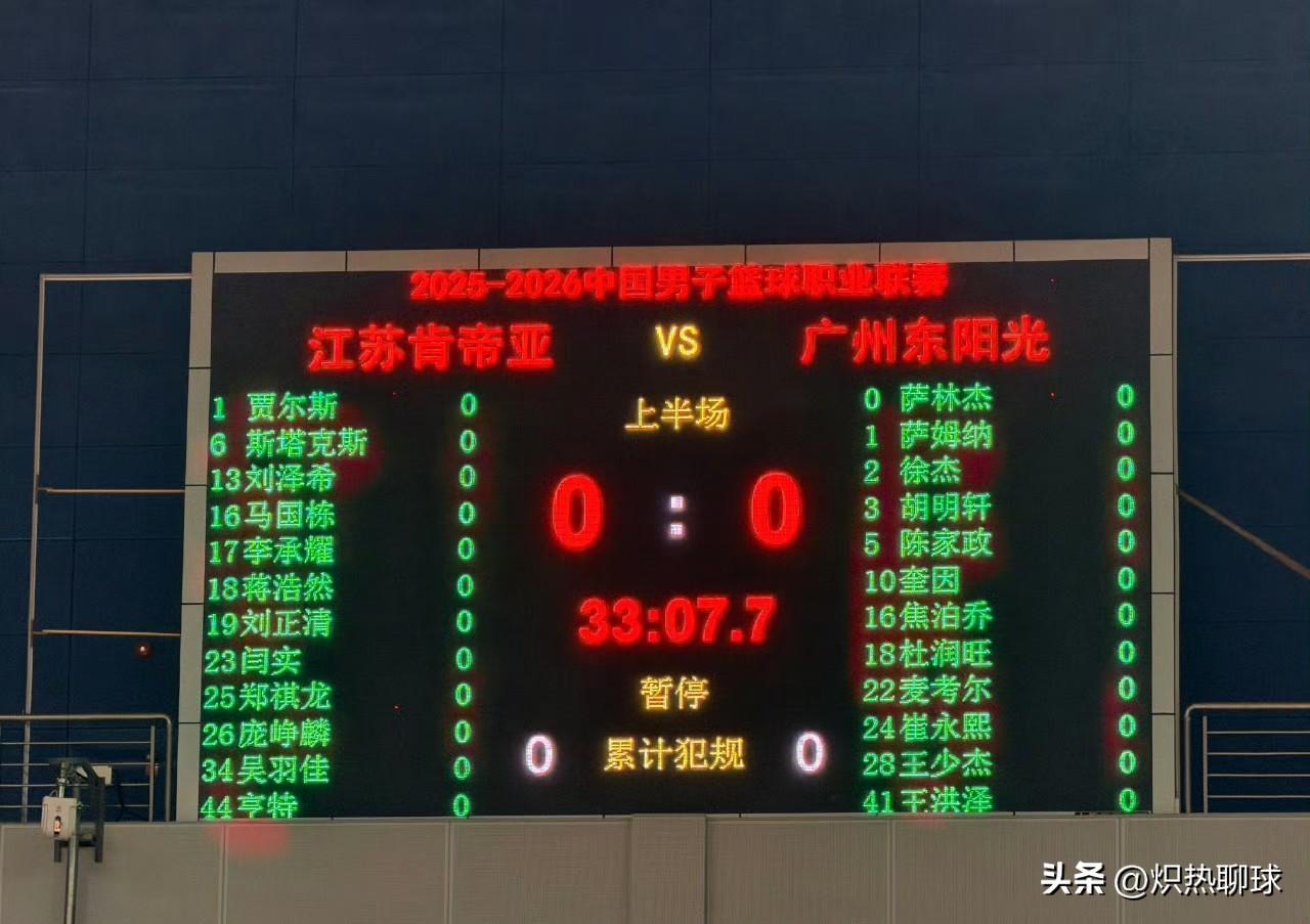 现在的CBA草台班子！广东东阳光对阵江苏肯帝亚的CBA常规赛第28轮，江苏队的主