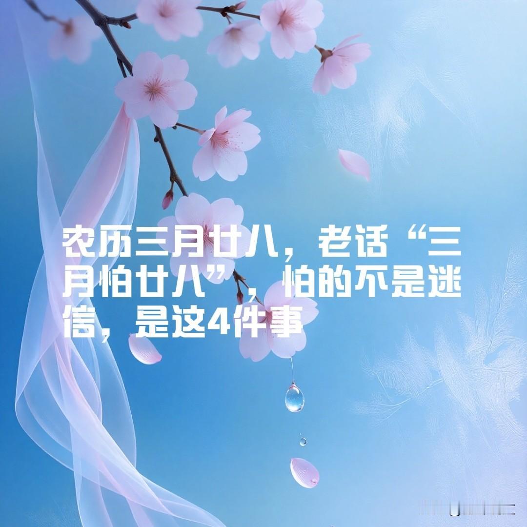 农历三月廿八，老话“三月怕廿八”，怕的不是迷信，是这4件事
 




今天是农