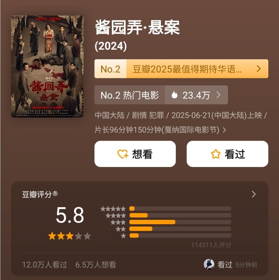 评分又降了 感觉明年金扫帚有戏 ​​​