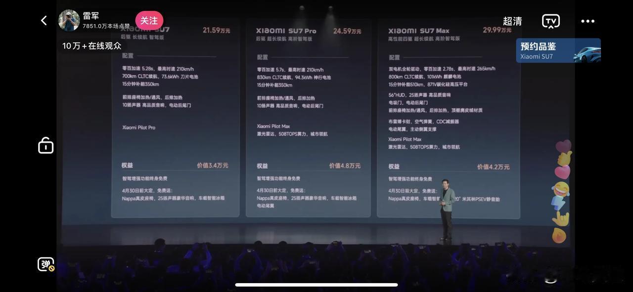 小米汽车价格出来了，这几个坐前排的睡不着了，这可怎么办，小米卷王出来，我们不好卖