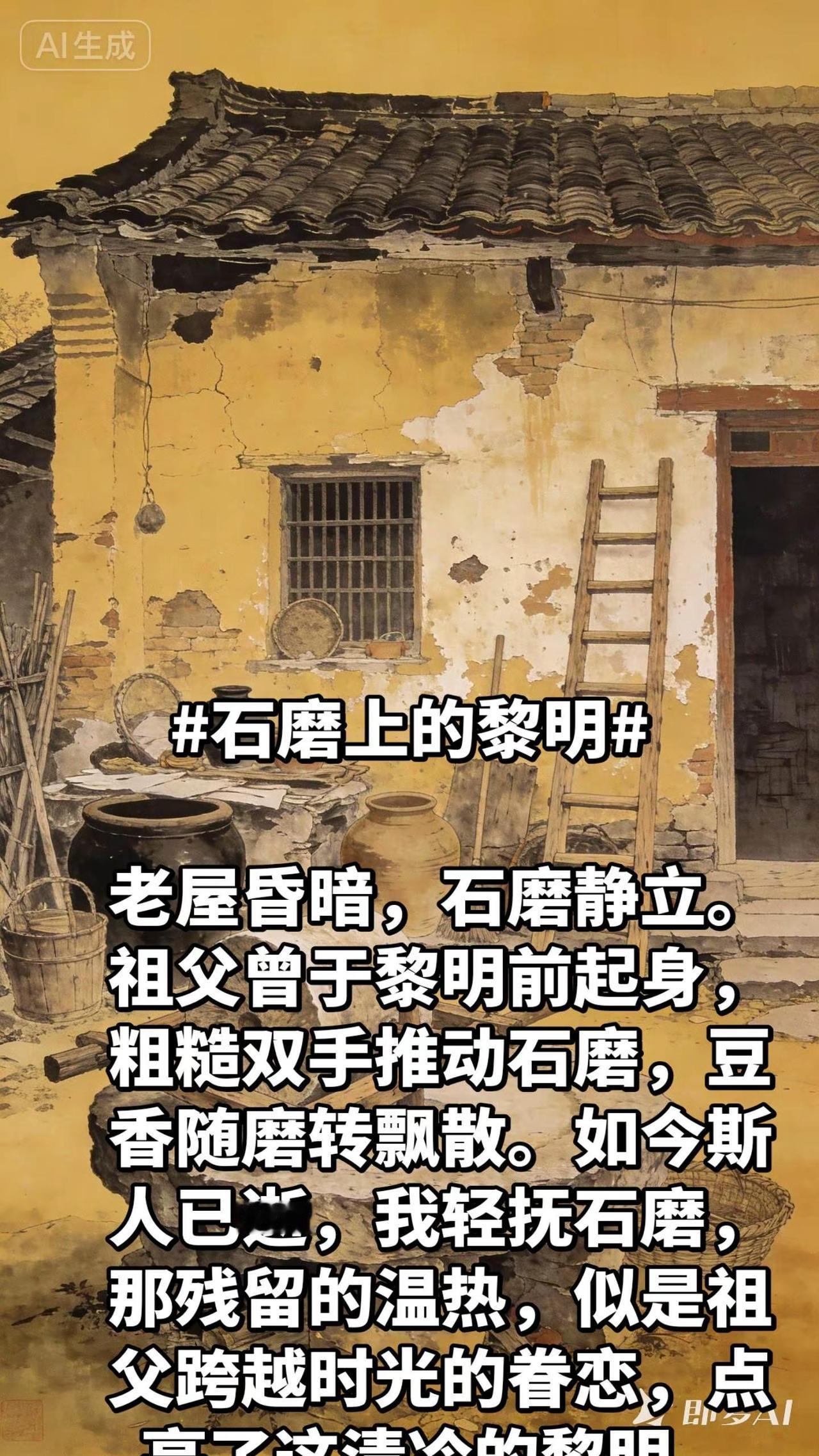 老房子的回忆老房子似岁月的茧，斑驳墙皮藏着旧时光。那吱呀门轴声，是儿时欢笑，如今