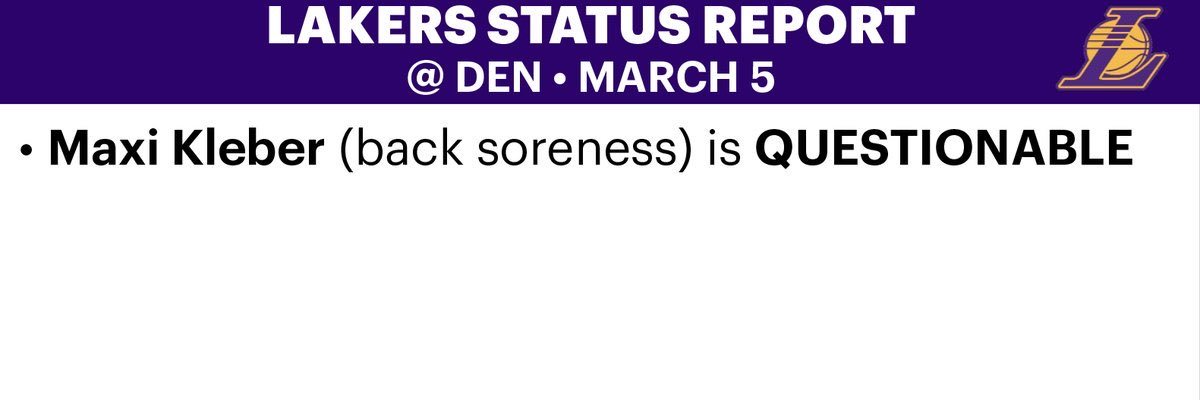 湖人的伤病名单只有克勒贝尔（背部酸痛）出战成疑，其余球员均为健康状态，可以说是全