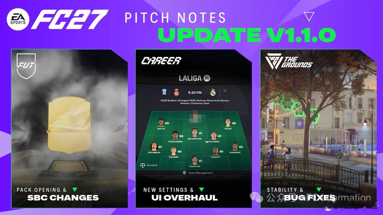 《EA SPORTS FC™ 27 | 游戏更新v1.1 球场手记》：本文搬运自