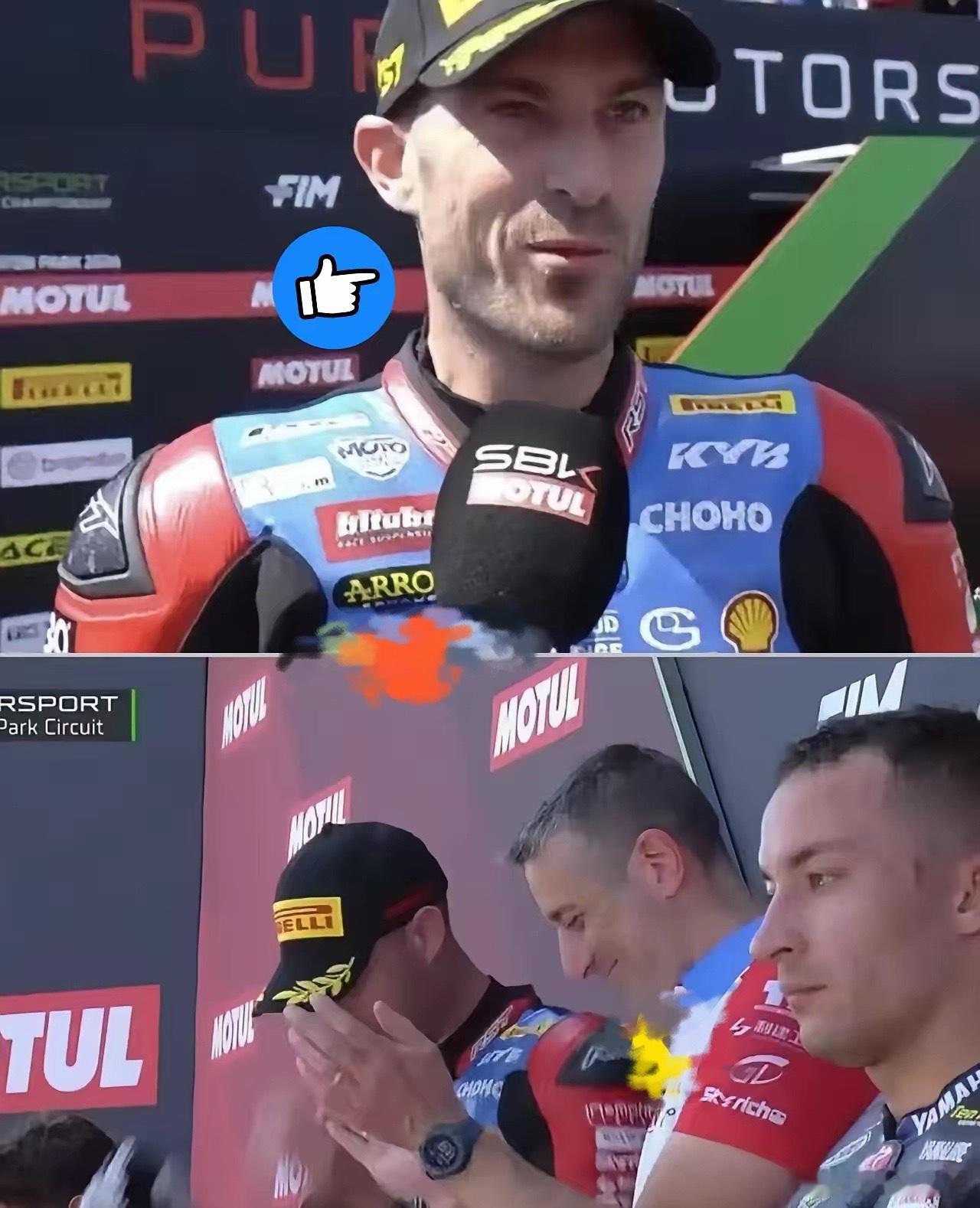 张雪这次算是实打实挖到了大惊喜！颁奖台上瓦伦丁笑得春风满面，一旁的雅马哈车手却满