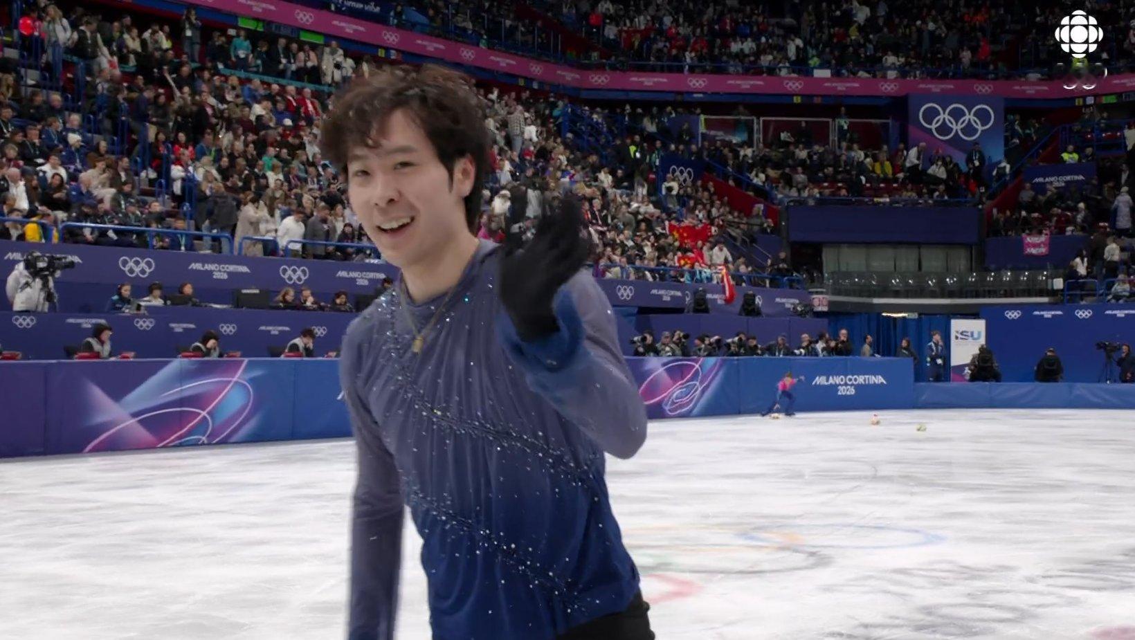 北京时间2月14日，西方情人节，2026米兰冬奥花样滑冰男单自由滑，金博洋得到1