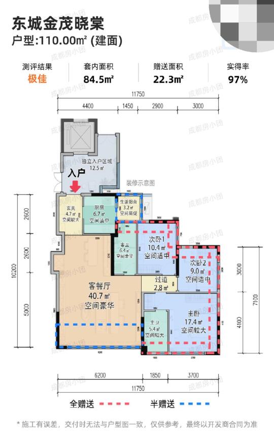 不算光厅97％得房率，细说金茂110户型亮点