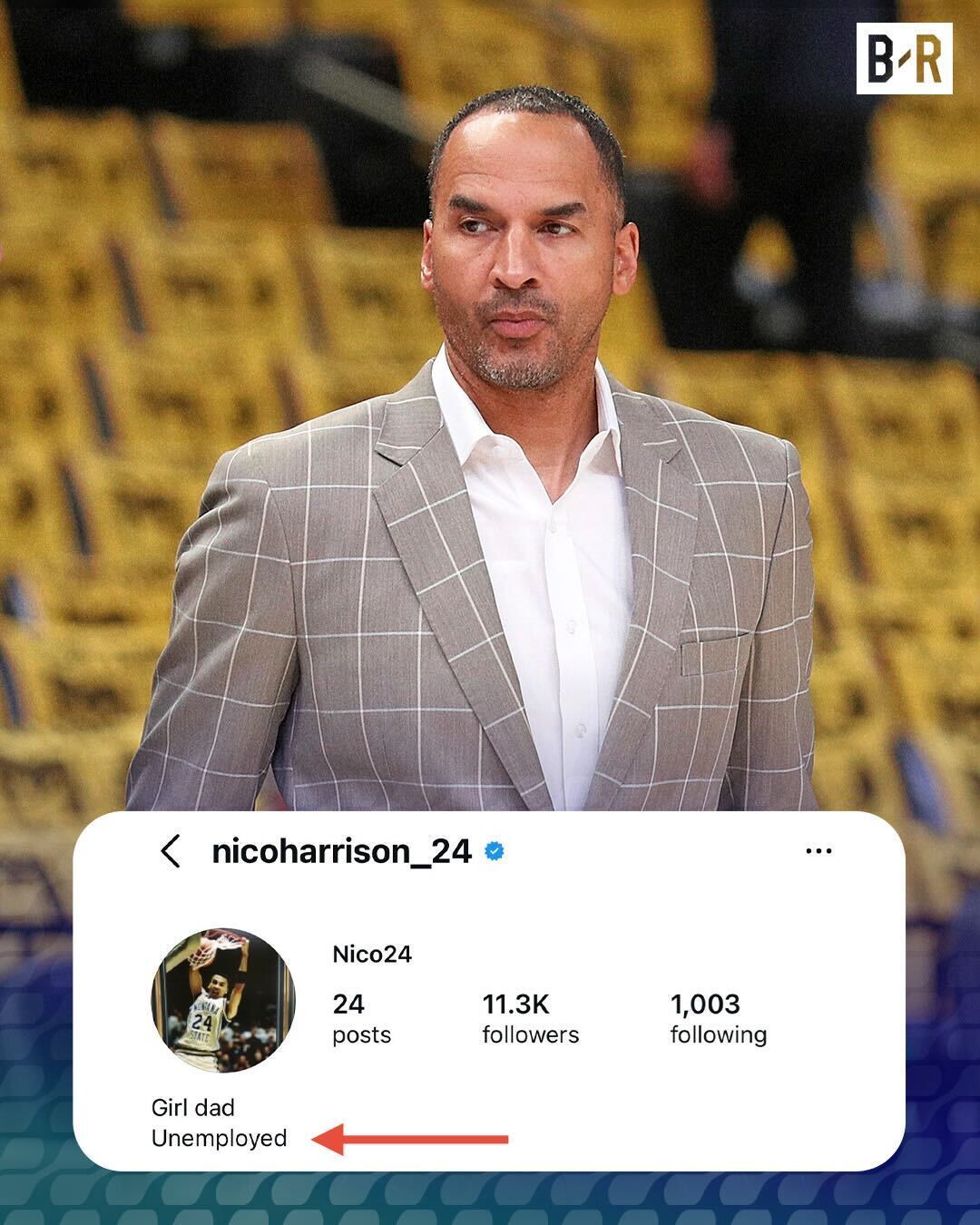 尼科·哈里森被解雇后已将IG个人简介改成了失业 