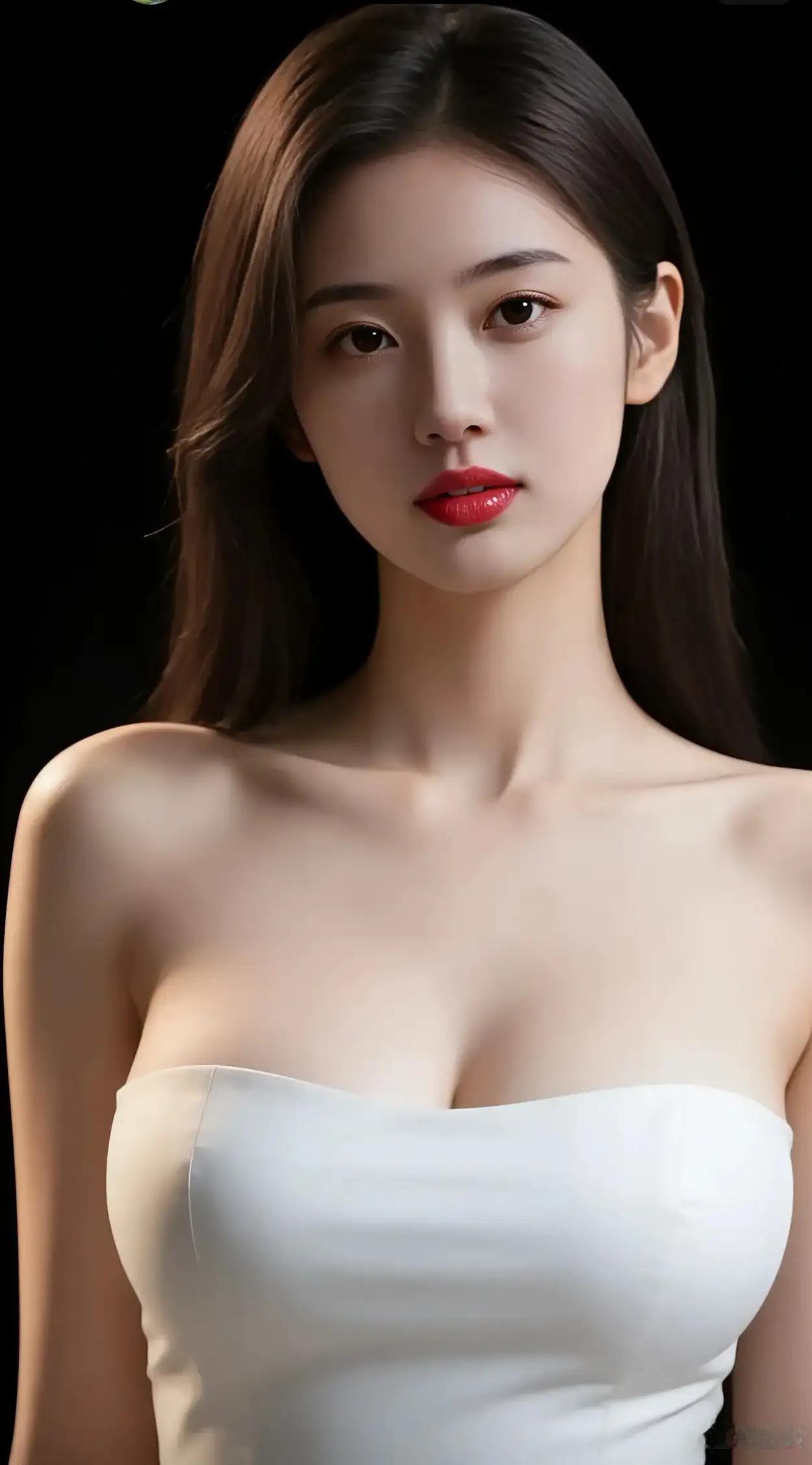 白皙肌肤，红唇诱惑，优雅气质，完美无瑕。