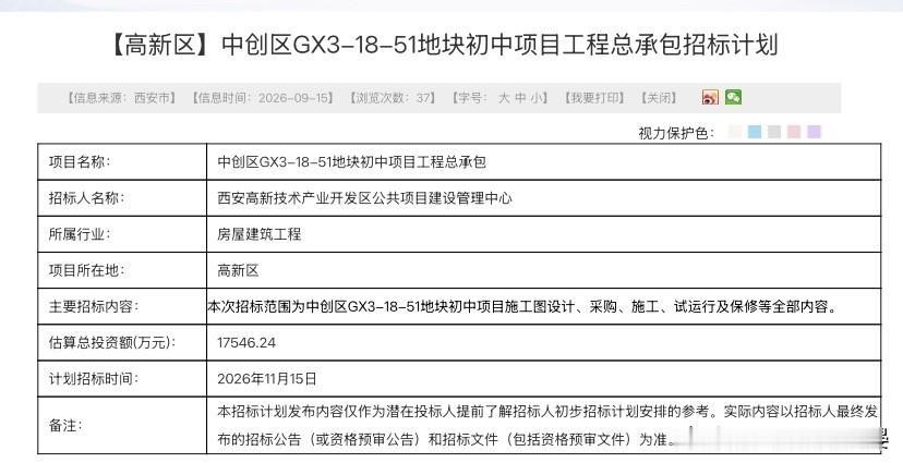 高新CID瞳北再添公办初中！高新丝路科学城中创区GX3-18-51地块初中项目，