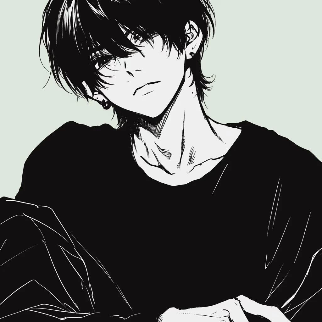 𝑾𝒆𝑪𝒉𝒂𝒕帅到炸的动漫男头黑白头像｜动漫头像｜氛围感男头｜ins风