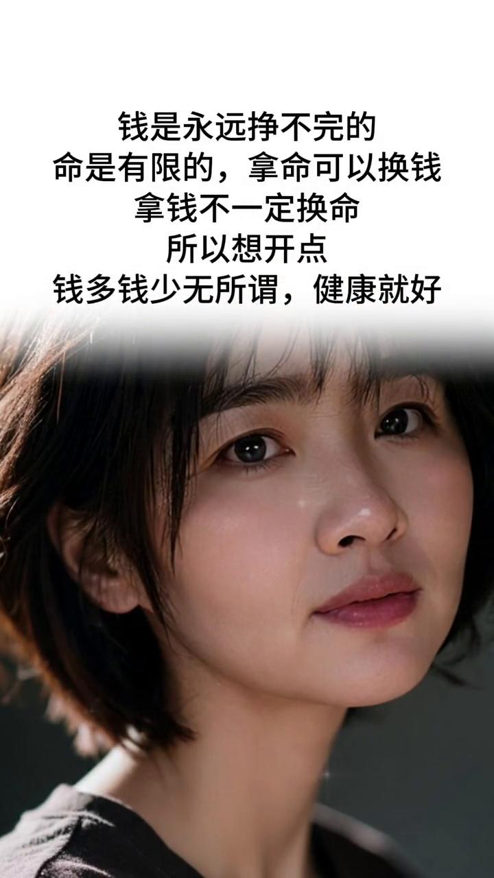 钱是永远挣不完的，命是有限的，拿命可以换钱，拿钱不一定换命。所以想开点，钱多钱少