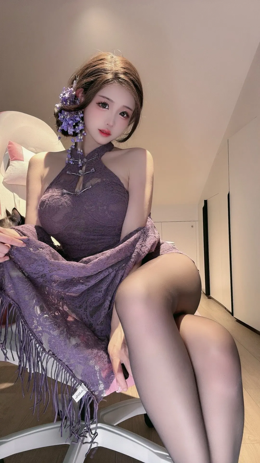 妹妹说紫色很有韵味。