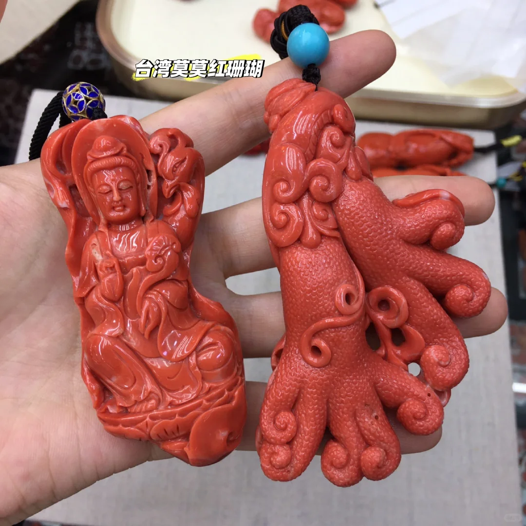 工作日常-一些红珊瑚雕刻件