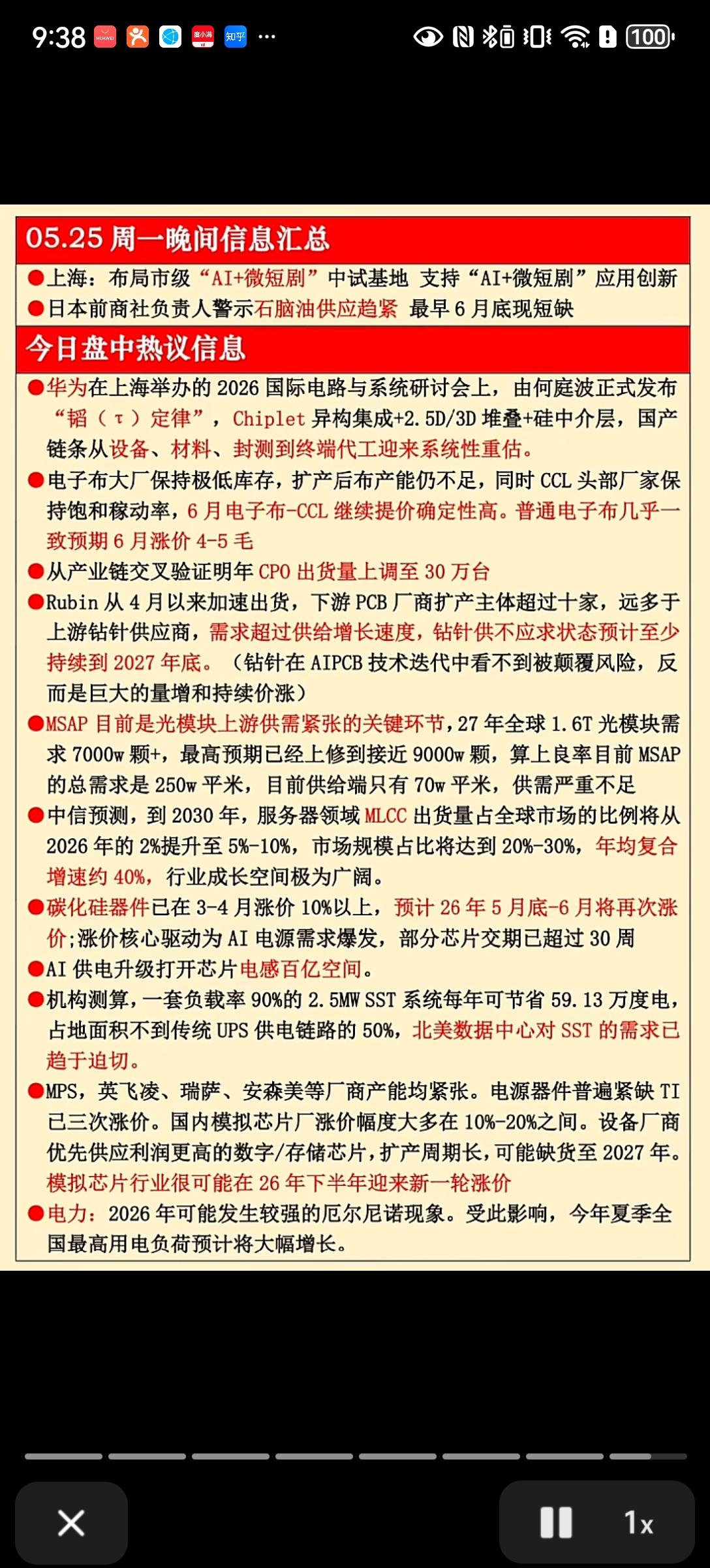 5.25市场热点盘点：半导体、AI、电力多赛道爆发
 
周一晚间市场热点密集，多