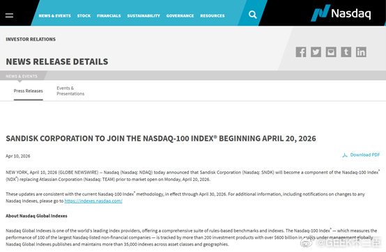 闪迪股价1年暴涨2500%纳斯达克公司周五晚些时候宣布，闪迪（SanDisk C