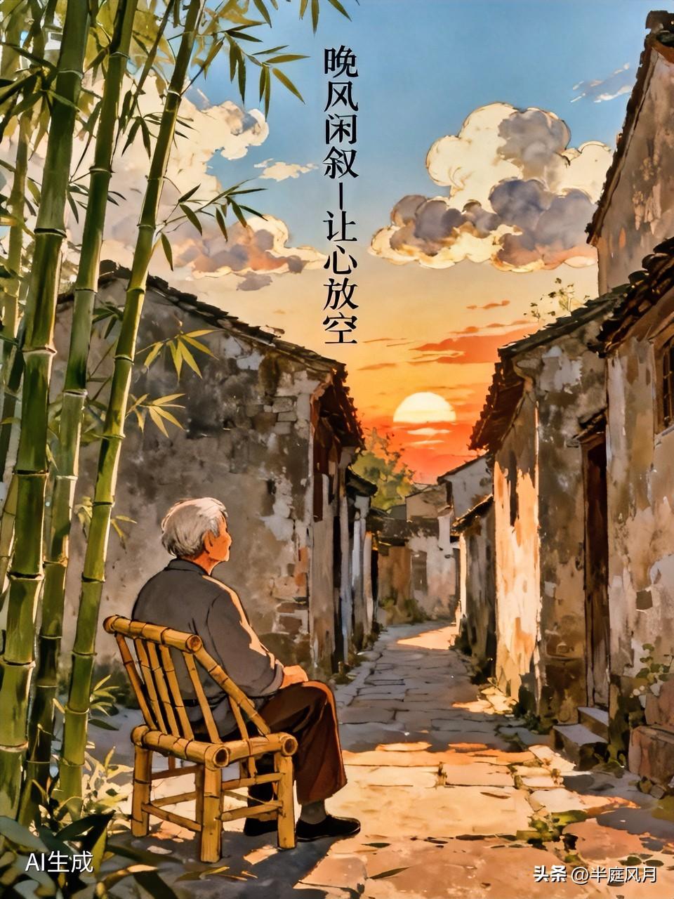 晚风闲叙｜让心放空
下班路过老巷，一位老人倚竹椅静坐。
不刷手机，不唠家常，只遥