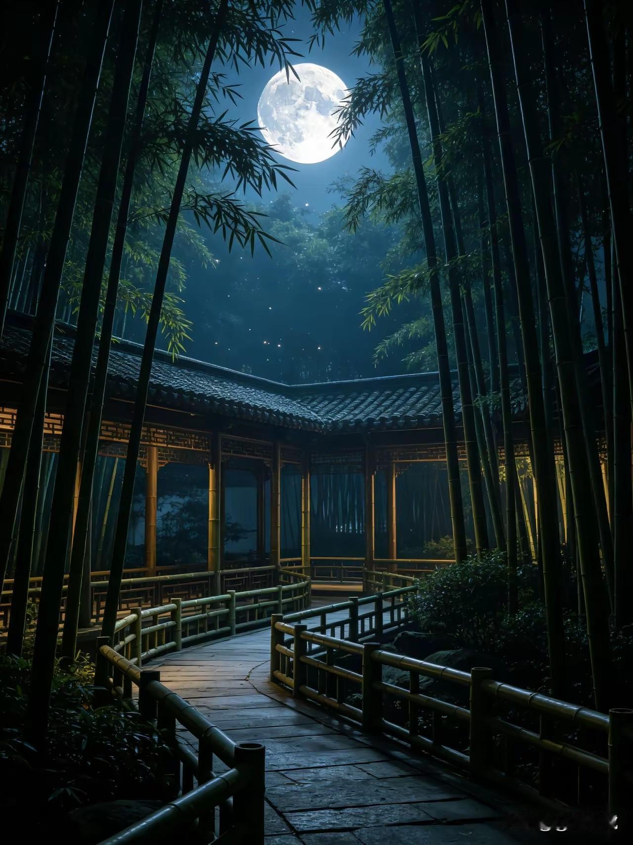 上联：轩窗纱纱透星光
下联：竹院深深锁月华