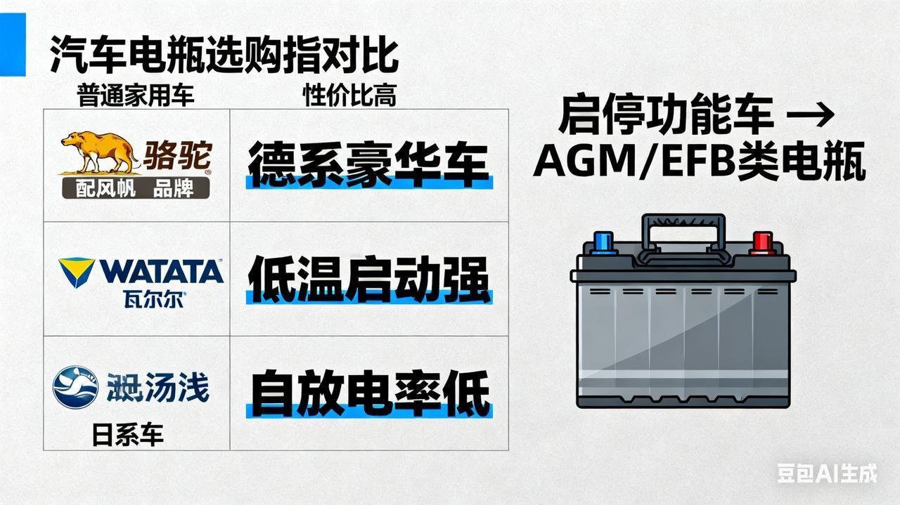 汽车用哪种电瓶好一点？
选择电瓶的时候，主要看自己的车型和用车需求。

普通家用